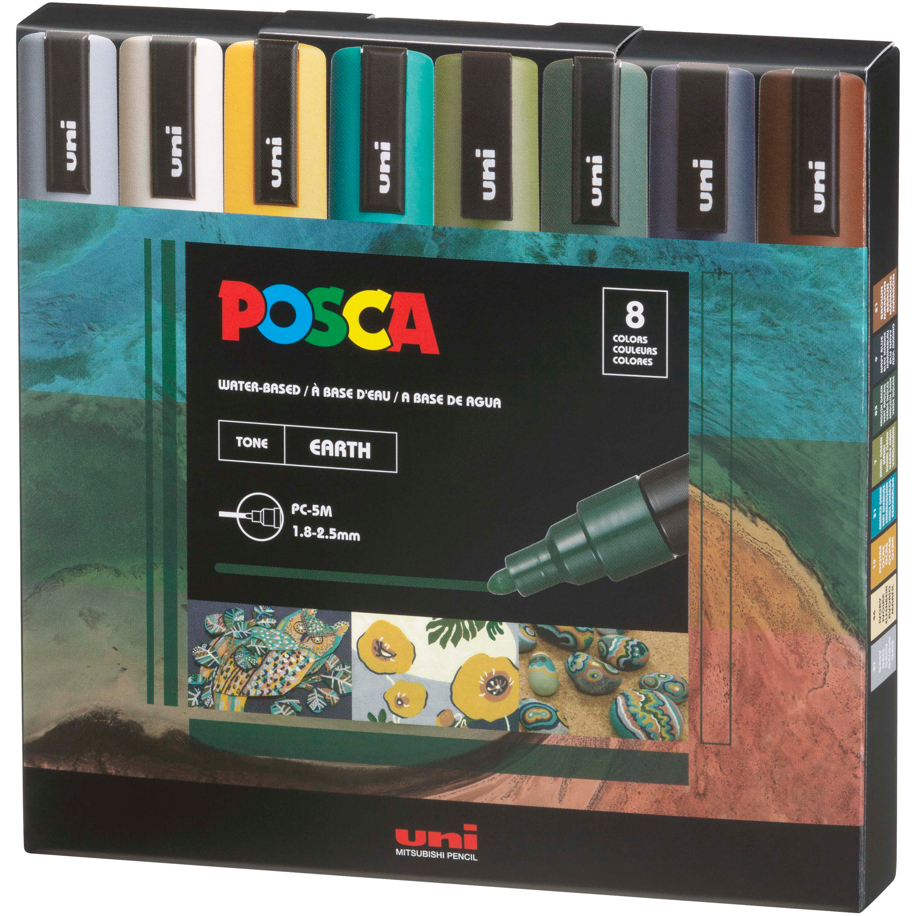 uni® POSCA® PC-5M, Earthtone Water-Based Paint Markers (8 Pack)