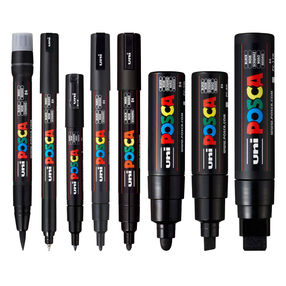 Posca Sets Paint Markers | Assorted Black Tips 8-Pack | uni-ball