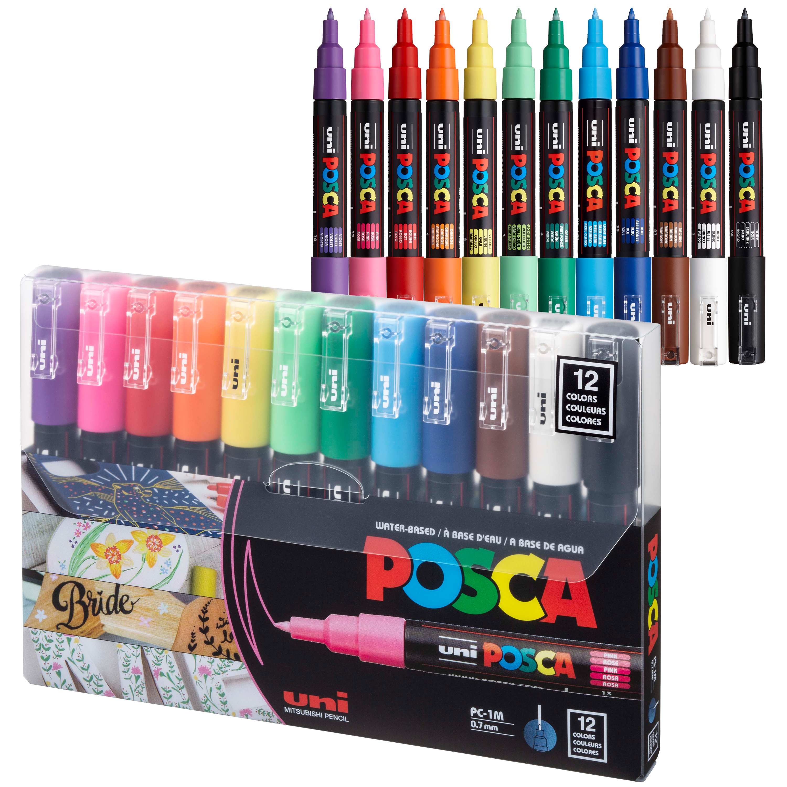 uni® POSCA® PC-1M, Water-Based Paint Markers (12 Pack)