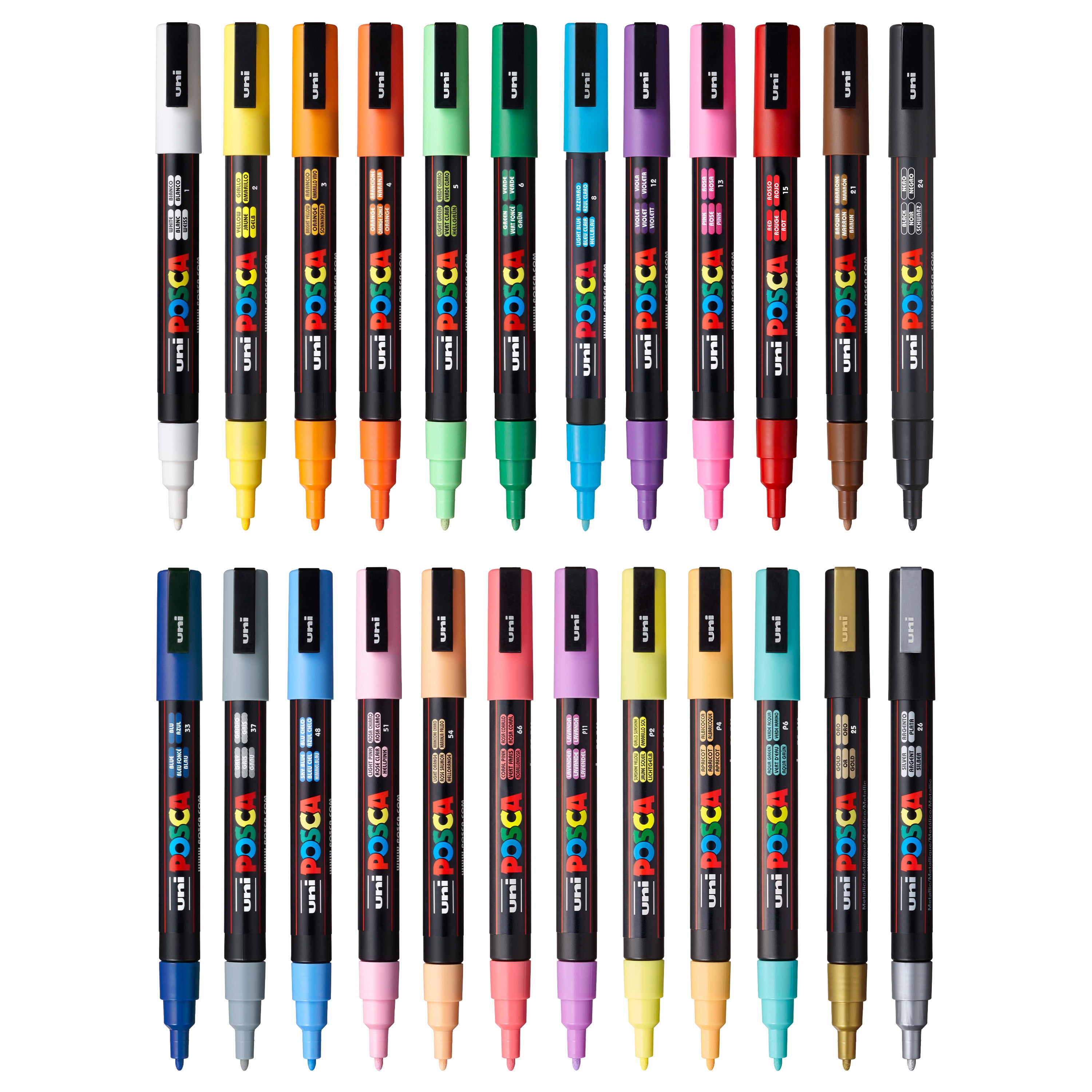 uni® POSCA® PC-3M, Water-Based Paint Markers (24 Pack)