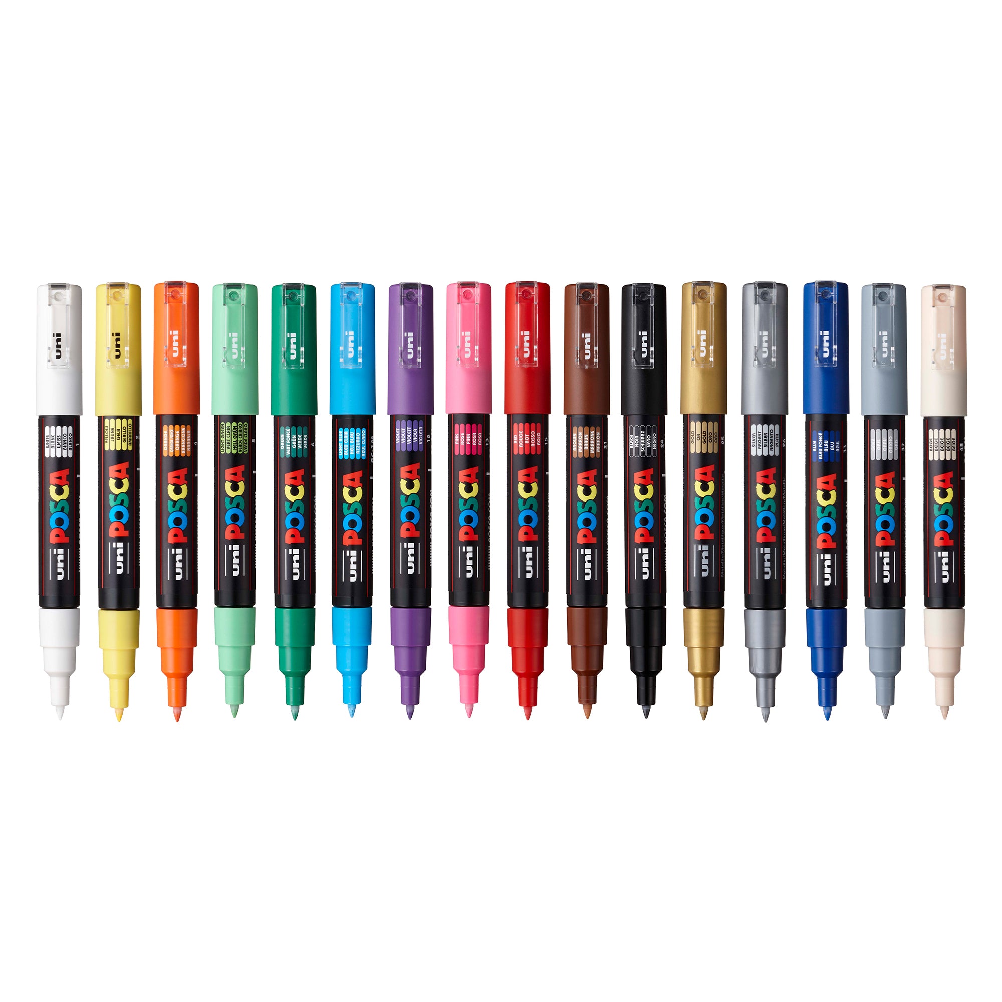 uni® POSCA® PC-1M, Water-Based Paint Markers, (16 Pack)