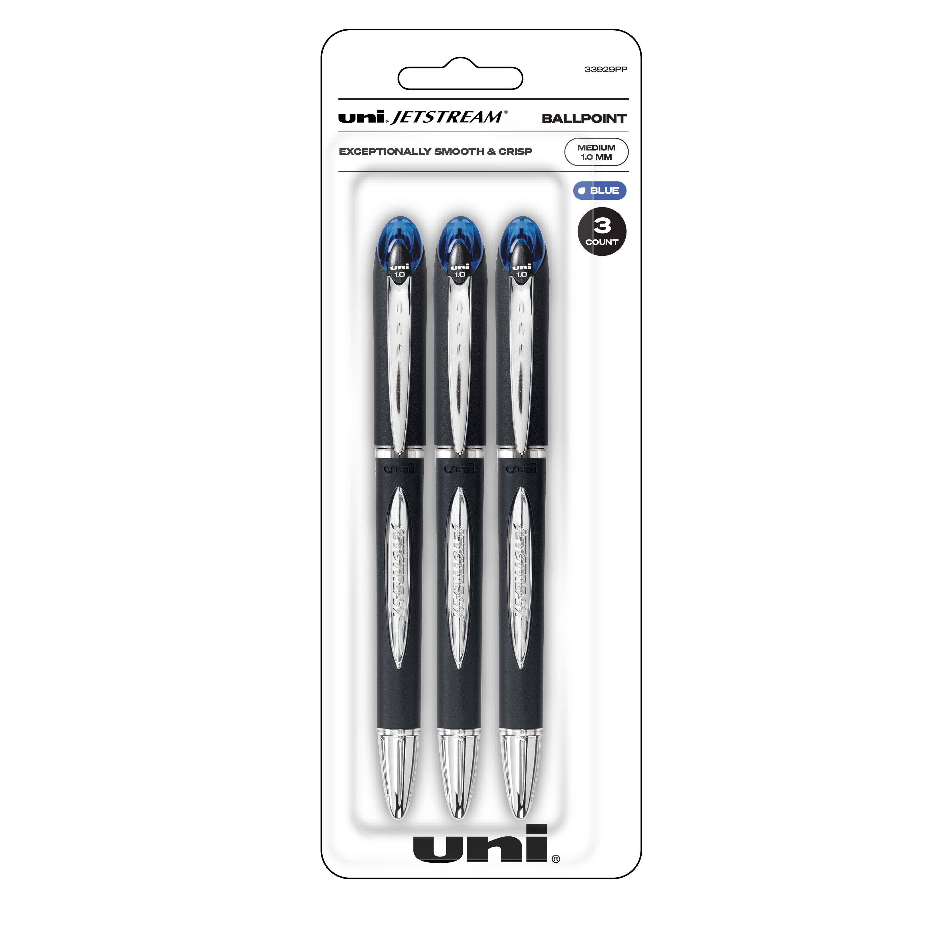 uniball™ Jetstream Ballpoint Pens, Medium Point (1.0mm), Blue, 3 Pack