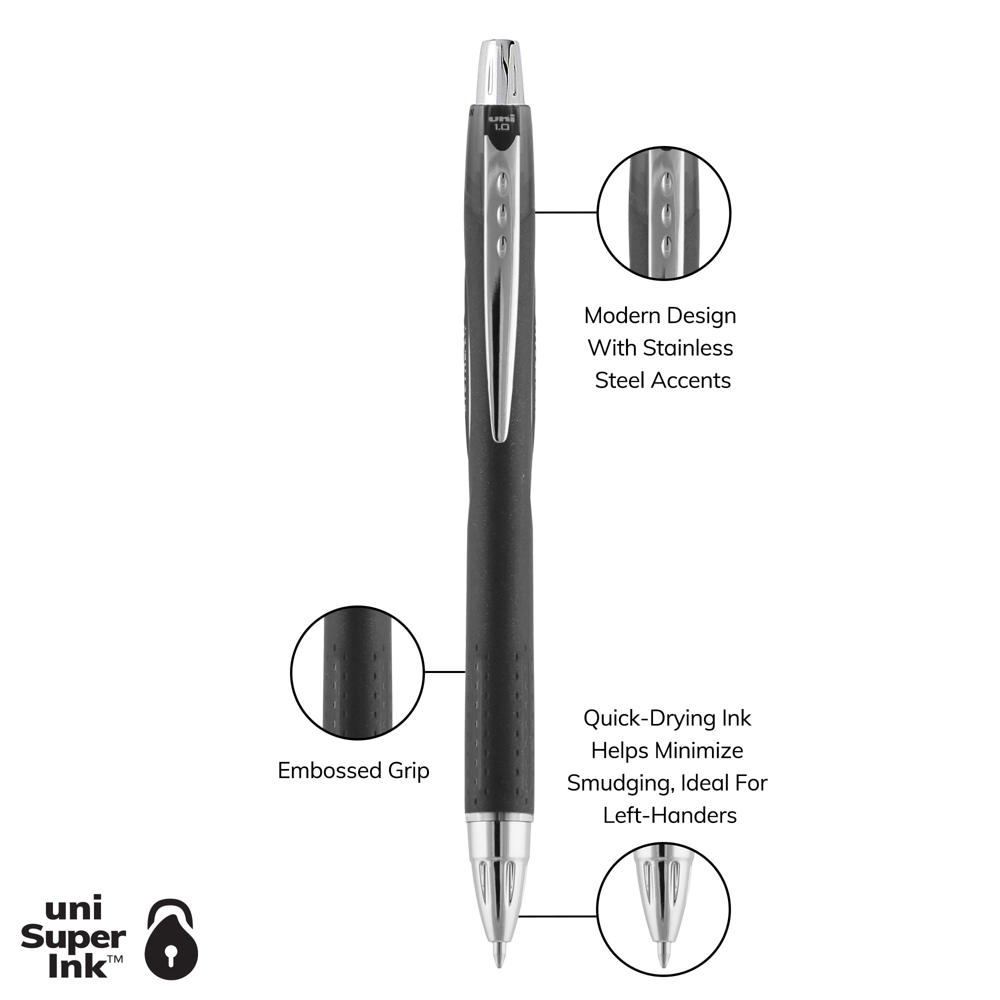 uniball™ Jetstream RT Ballpoint Pens, Fine Point (0.7mm), Assorted Colors, 3 Pack