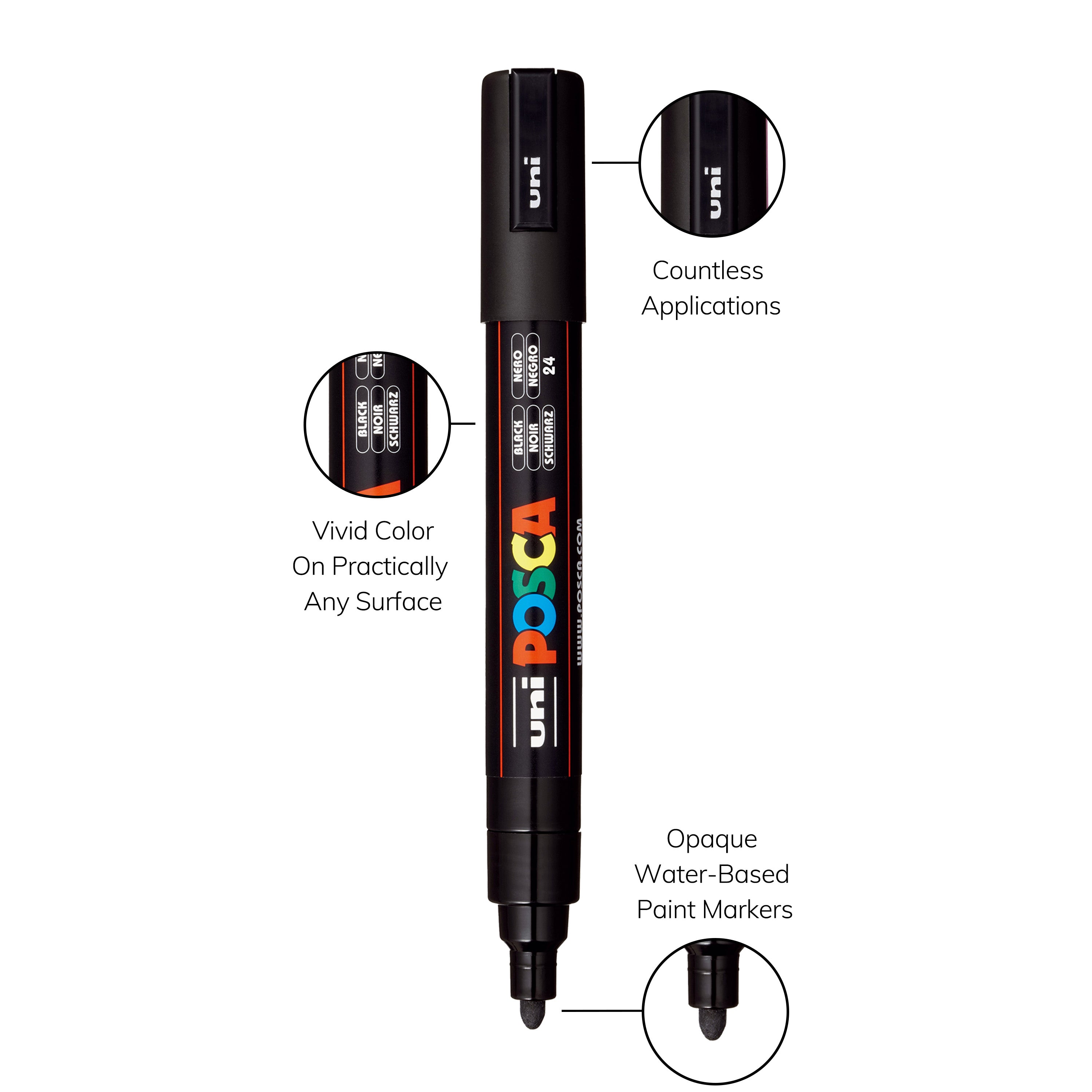 uni® POSCA® PC-5M, Monotone Water-Based Paint Markers (8 Pack)