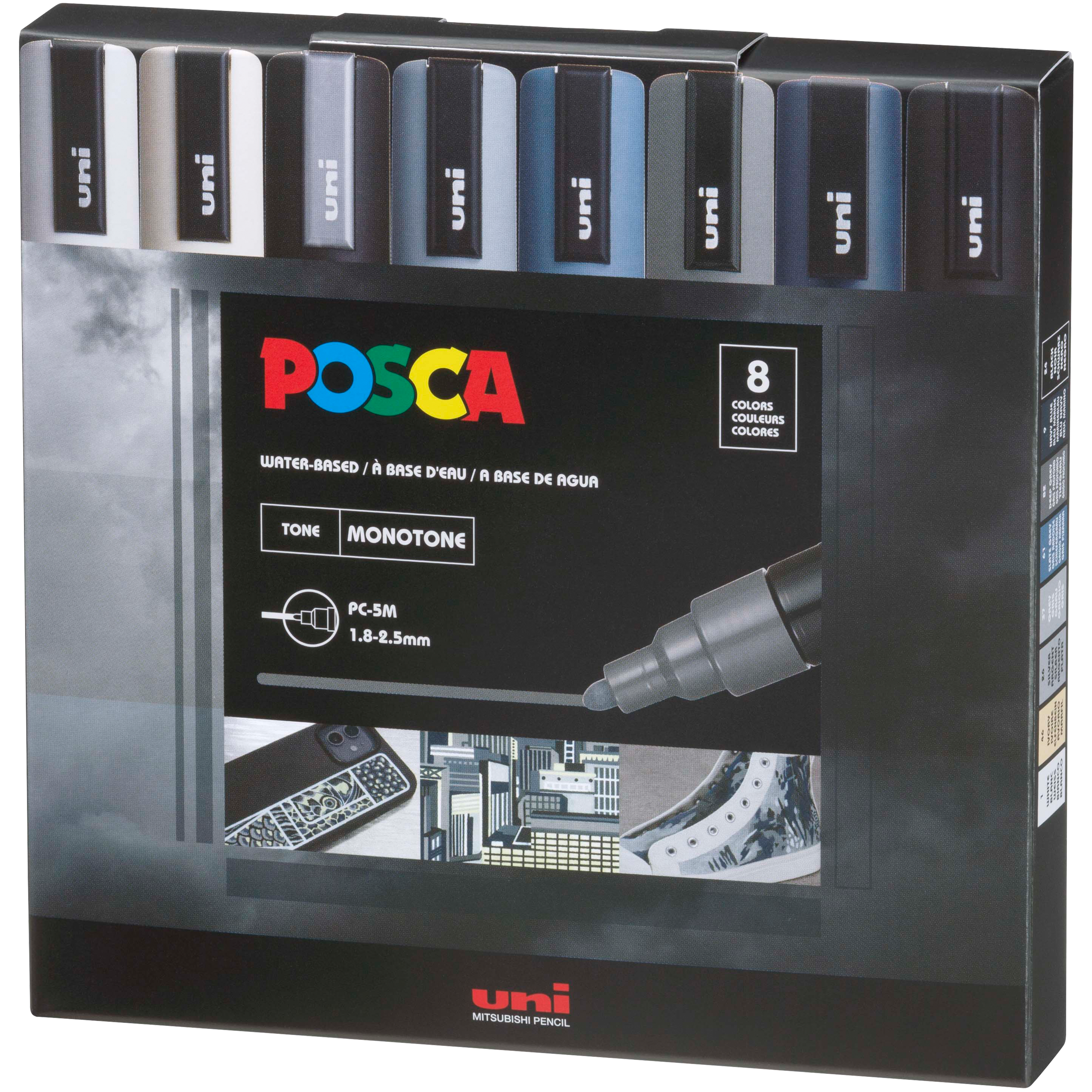 uni® POSCA® PC-5M, Monotone Water-Based Paint Markers (8 Pack)