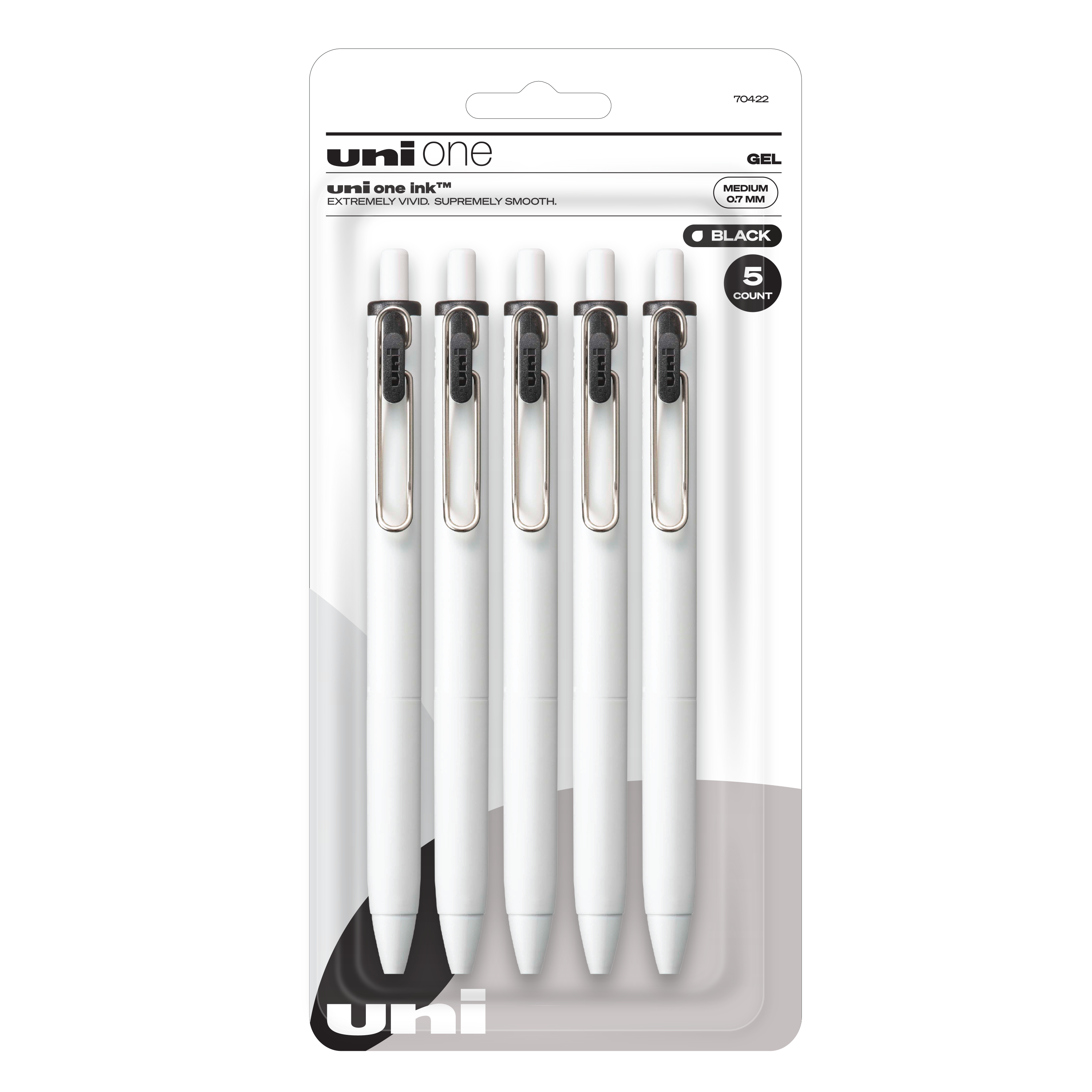 uniball™ one Retractable Gel Pens, Micro Point (0.5mm), Black Ink, 5 Pack