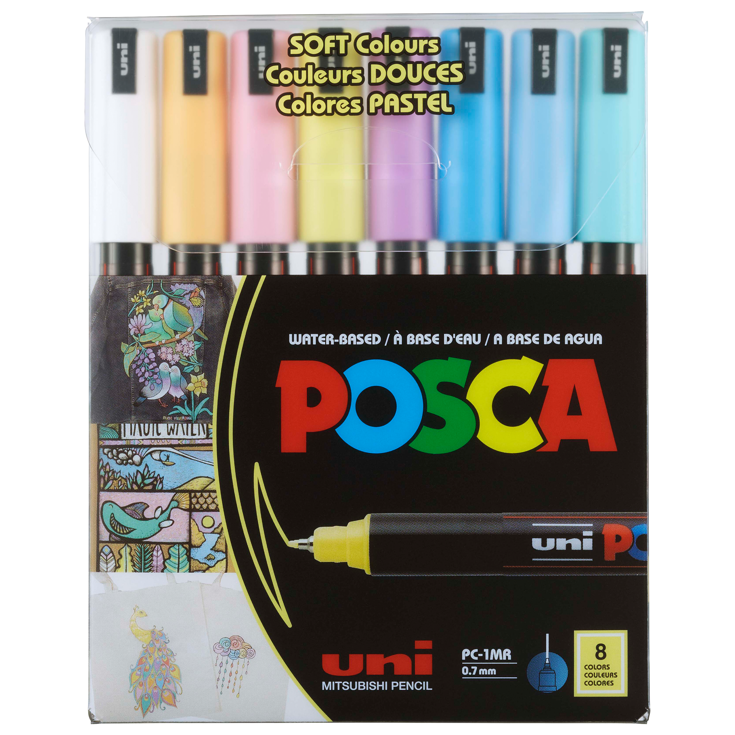 uni® POSCA® PC-1MR,  Soft Colors Water-Based Paint Markers (8 Pack)
