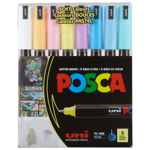 uni® POSCA® PC-1MR,  Soft Colors Water-Based Paint Markers (8 Pack)
