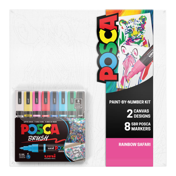 uni® POSCA® Paint-By-Number Canvas Kit,  including 5M Markers