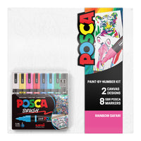 uni® POSCA® Paint-By-Number Canvas Kit,  including 5M Markers