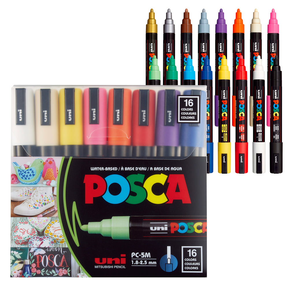 uni® POSCA® PC-5M, Water-Based Paint Markers (16 Pack)