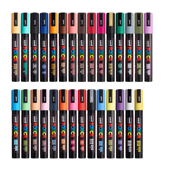 POSCA® PC-5M Water-Based Paint Markers, Medium Reversible Tip (1.8–2.5 mm), 29 Count Assorted Colors