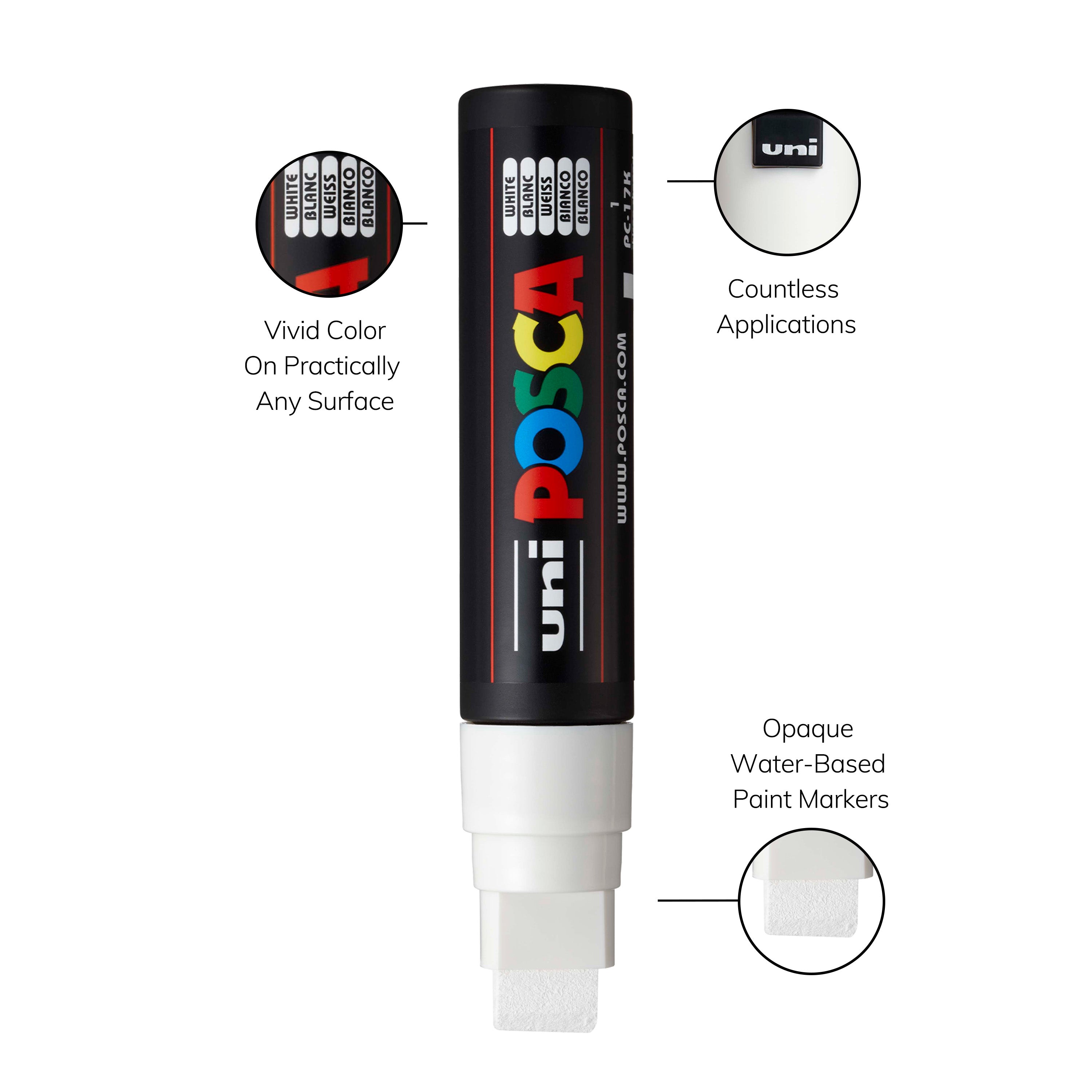 uni® POSCA® PC-MIX, Assorted White Tips, Water-Based Paint Markers (8 Pack)