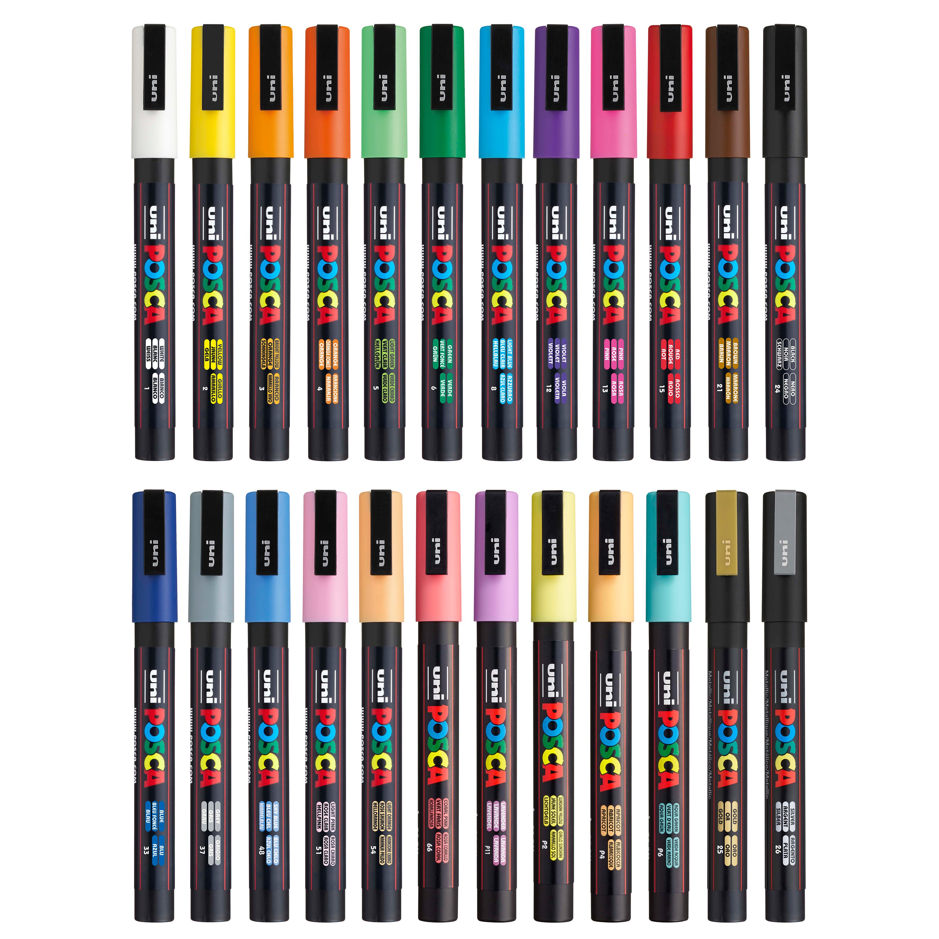 uni® POSCA® PC-3M, Water-Based Paint Markers (24 Pack)