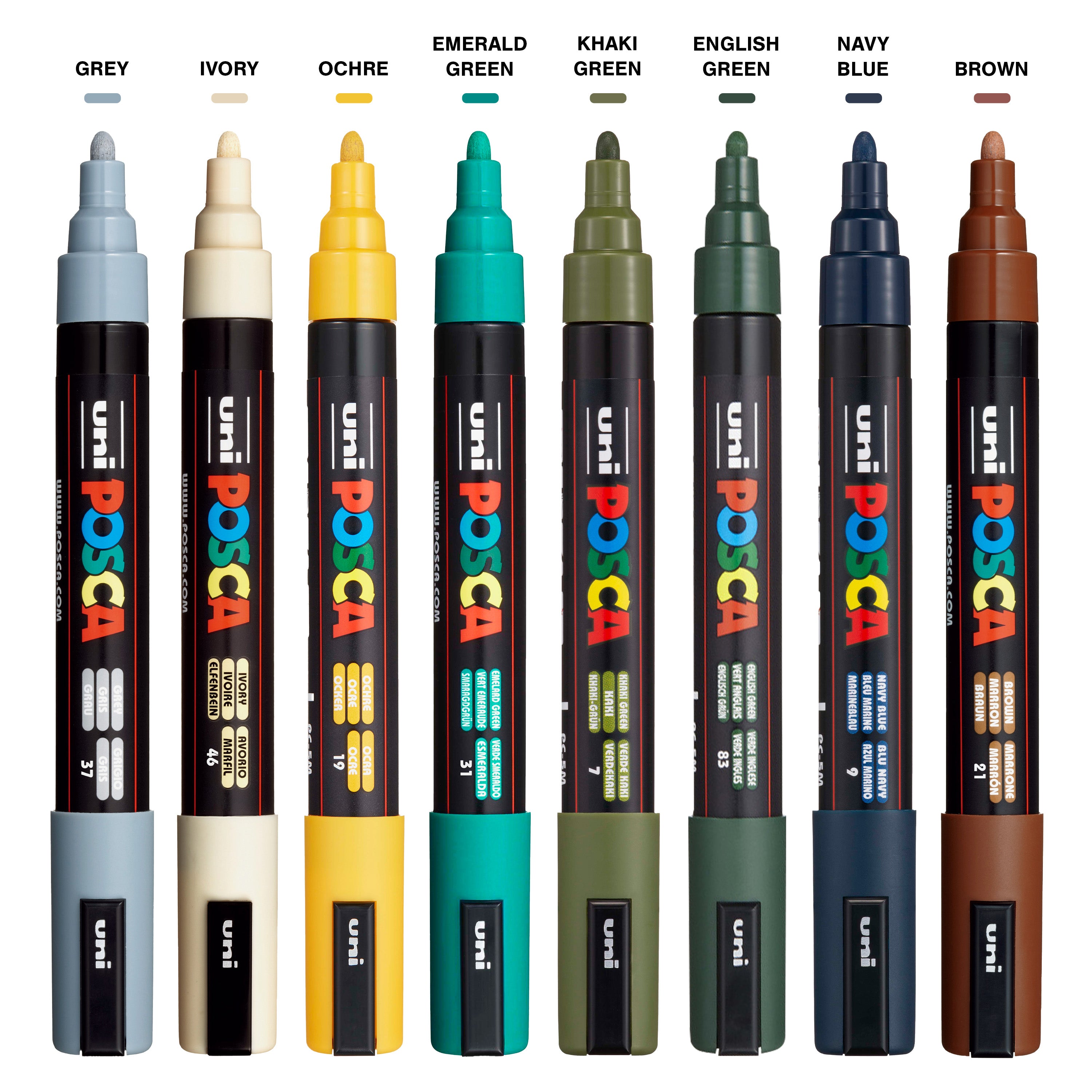 uni® POSCA® PC-5M, Earthtone Water-Based Paint Markers (8 Pack)