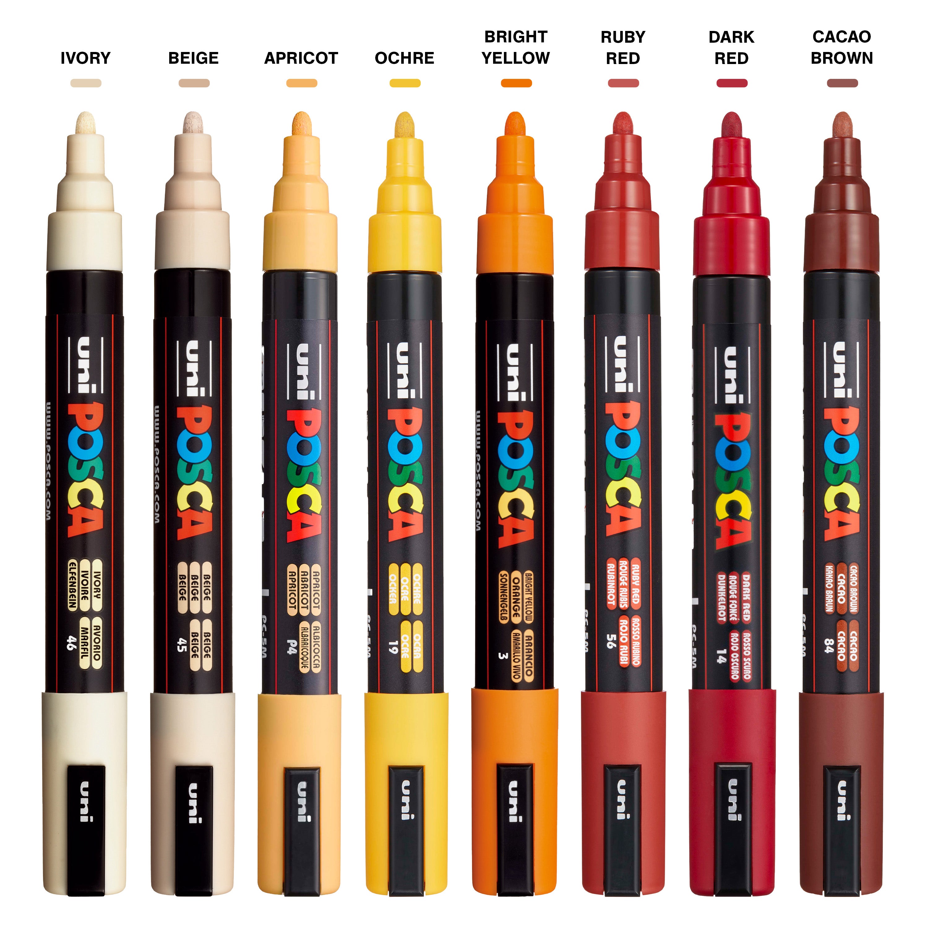 uni® POSCA® PC-5M, Warm Tones Water-Based Paint Markers (8 Pack)