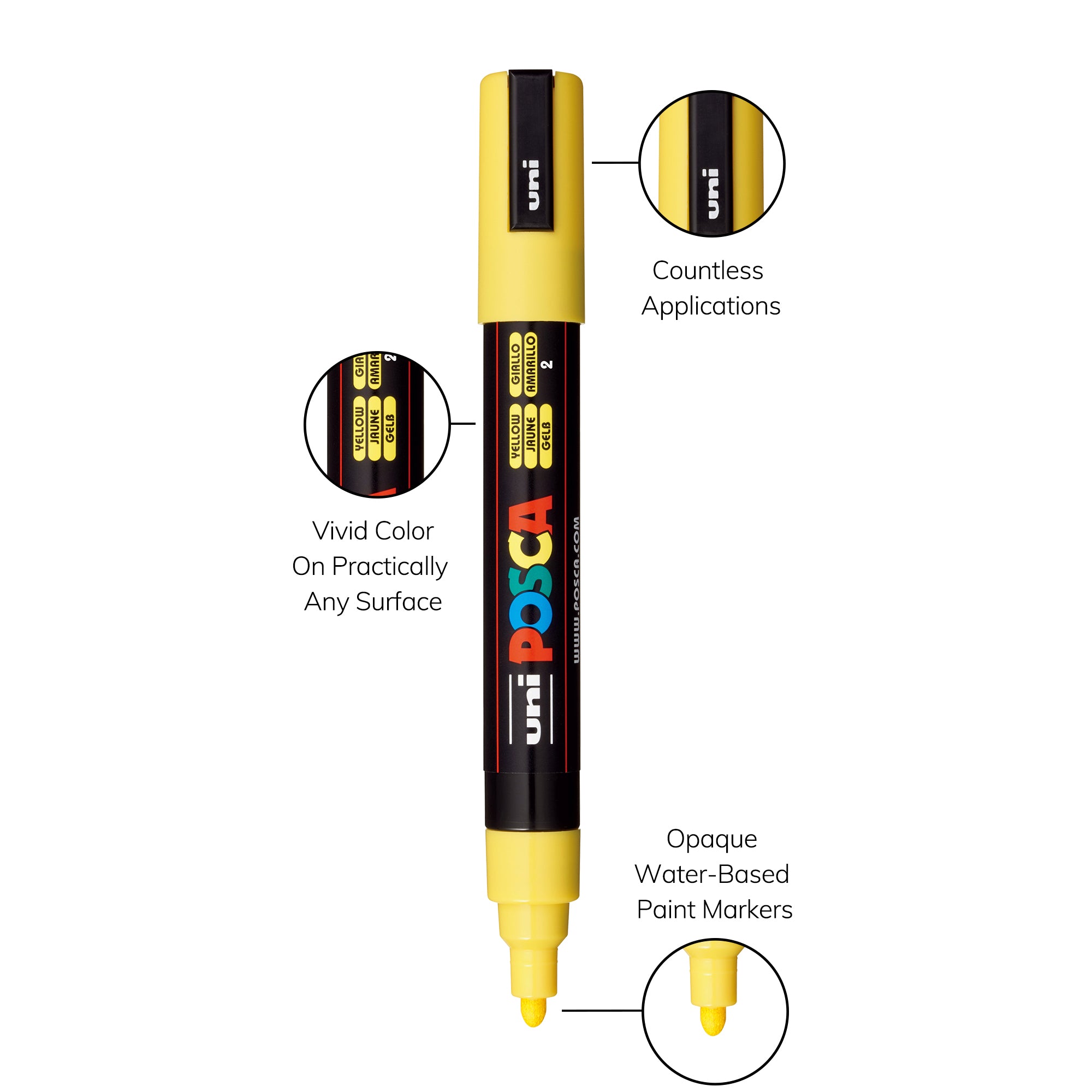 uni® POSCA® PC-5M, Yellow Shade Water-Based Paint Markers (8 Pack)