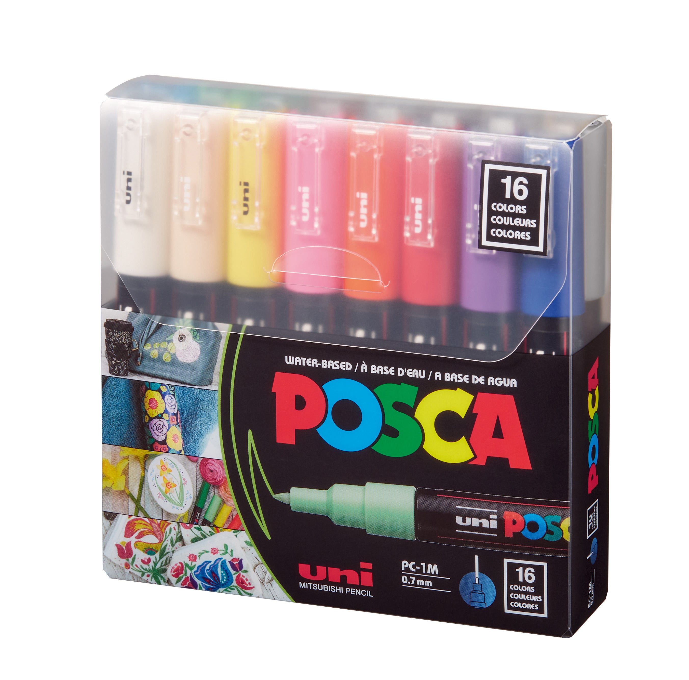 uni® POSCA® PC-1M, Water-Based Paint Markers, (16 Pack)