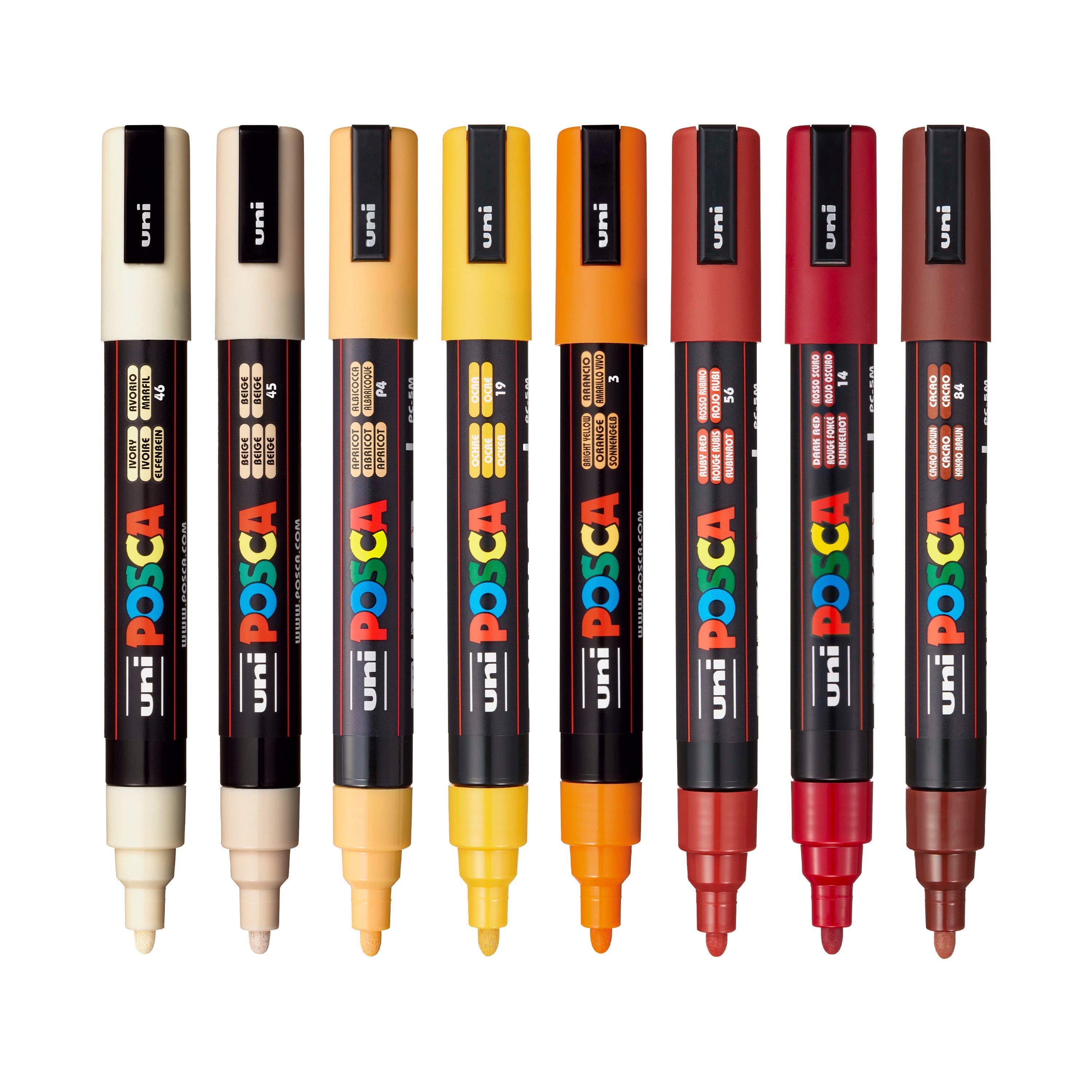 uni® POSCA® PC-5M, Warm Tones Water-Based Paint Markers (8 Pack)