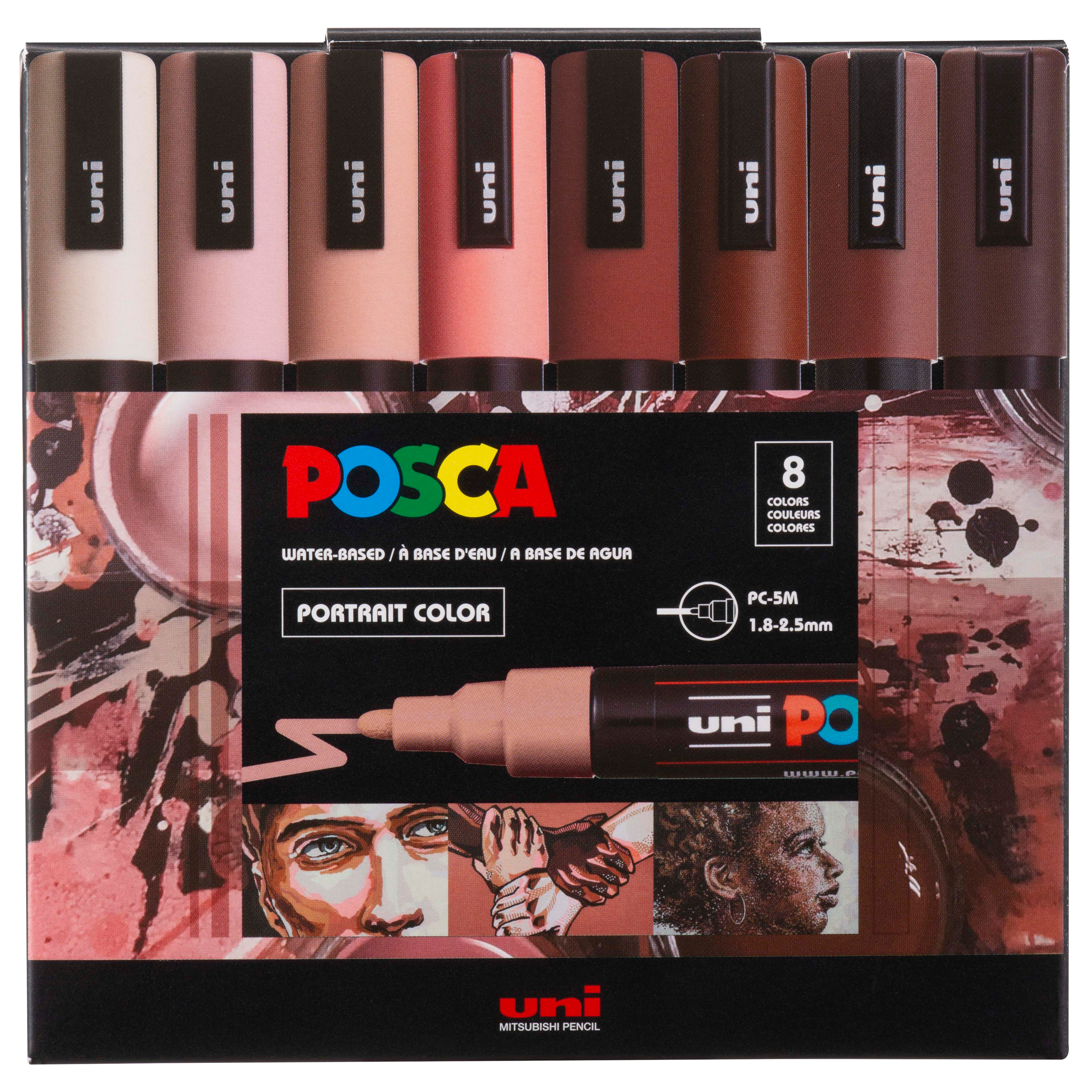 uni® POSCA® PC-5M, Portrait Colors Water-Based Paint Markers (8 Pack)