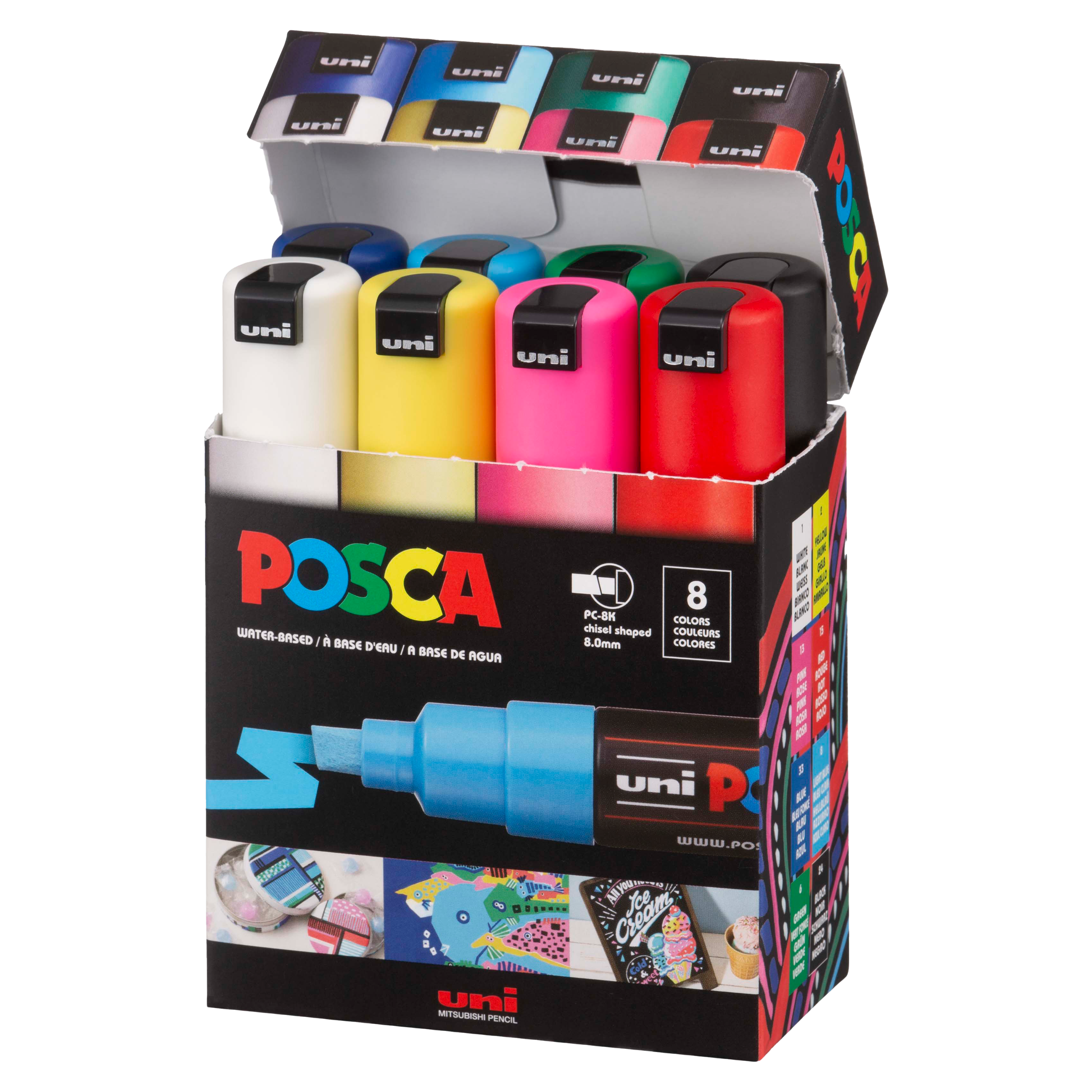 uni® POSCA® PC-8K, Water-Based Paint Markers (8 Pack)