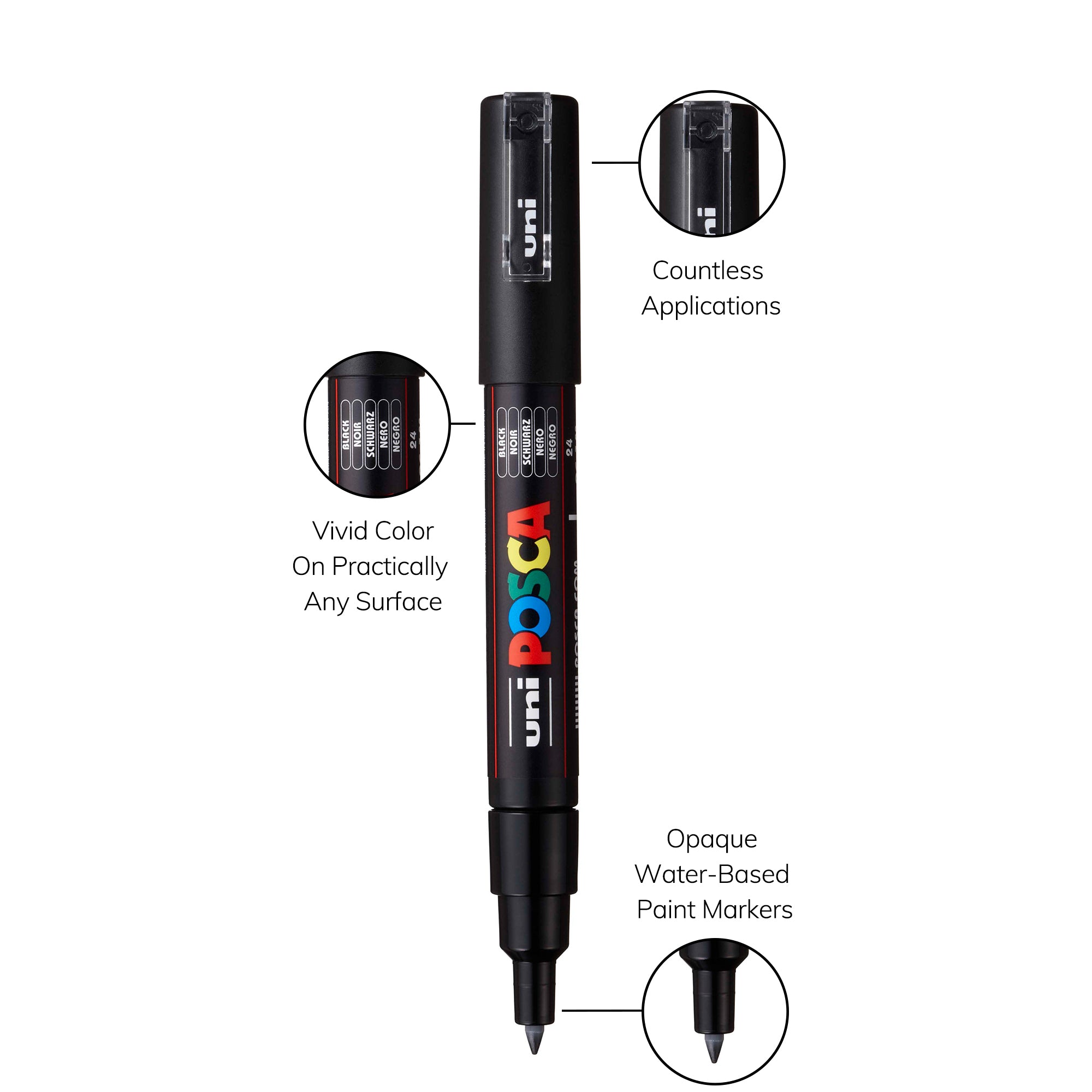 uni® POSCA® PC-1M, Water-Based Paint Markers (12 Pack)