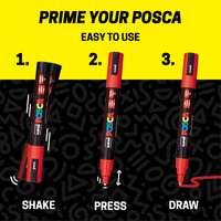 POSCA® PC-5BR Water-Based Paint Markers, Reversible Brush Tip (1.0–4.0 mm), 8 Count Assorted Cool Tones,  354548000, priming image