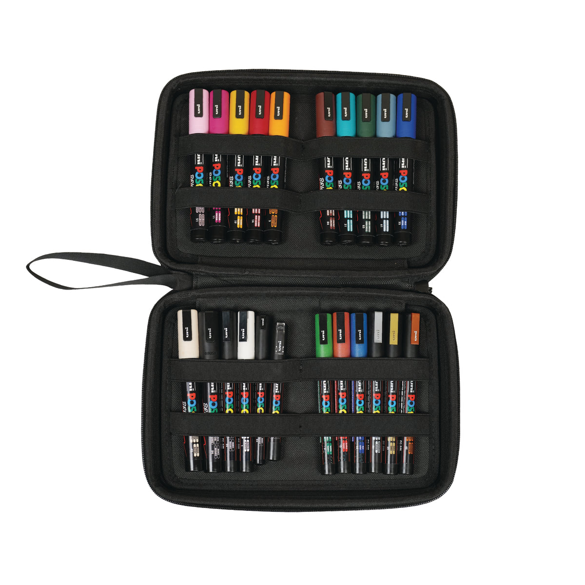 POSCA® 22 Count Holiday Color Paint Marker Kit, Featuring Brush & Bullet Tips, 71785, case and markers