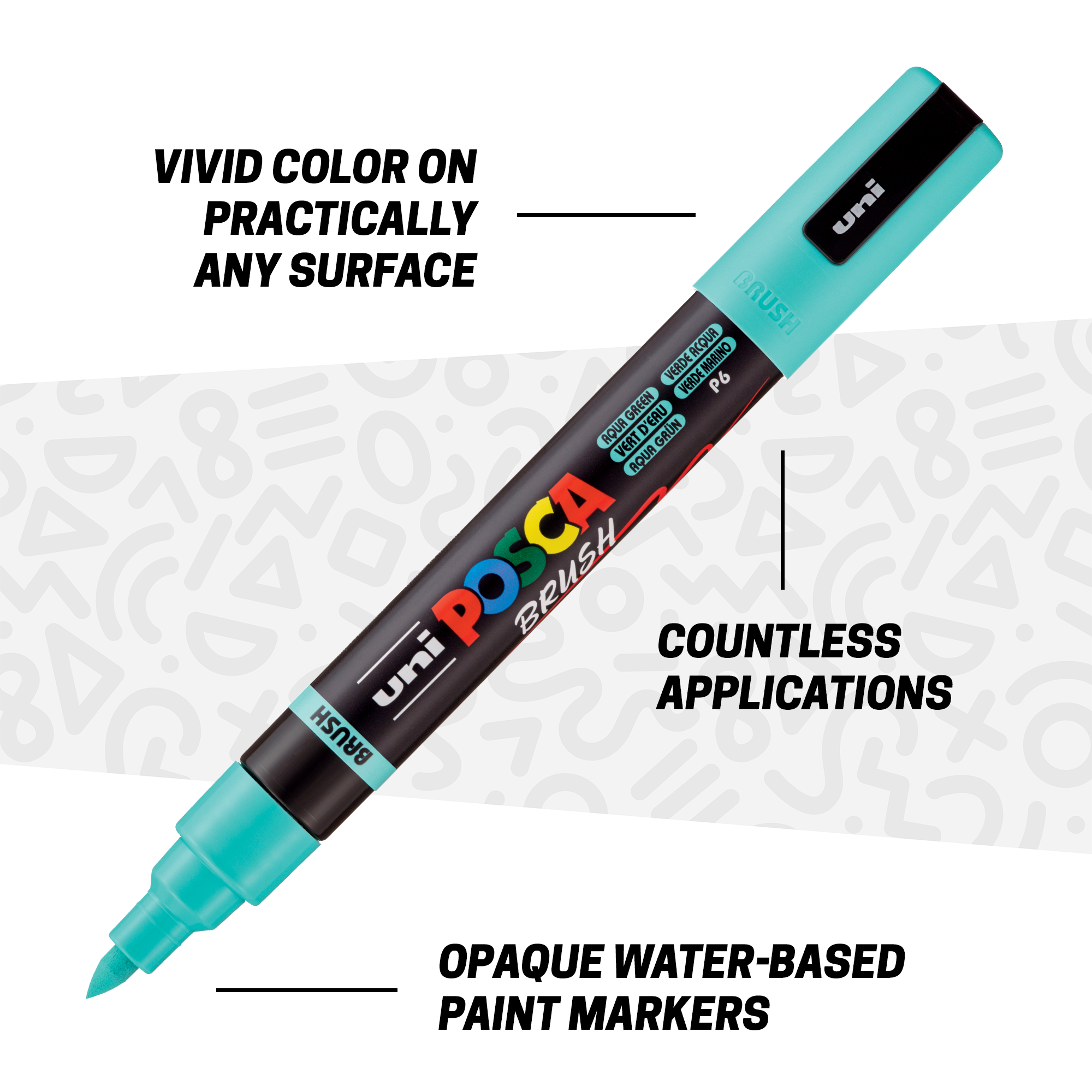POSCA® PC-5BR Water-Based Paint Markers, Reversible Brush Tip (1.0–4.0 mm), 8 Count Assorted Soft Colors, 354522000, sales image