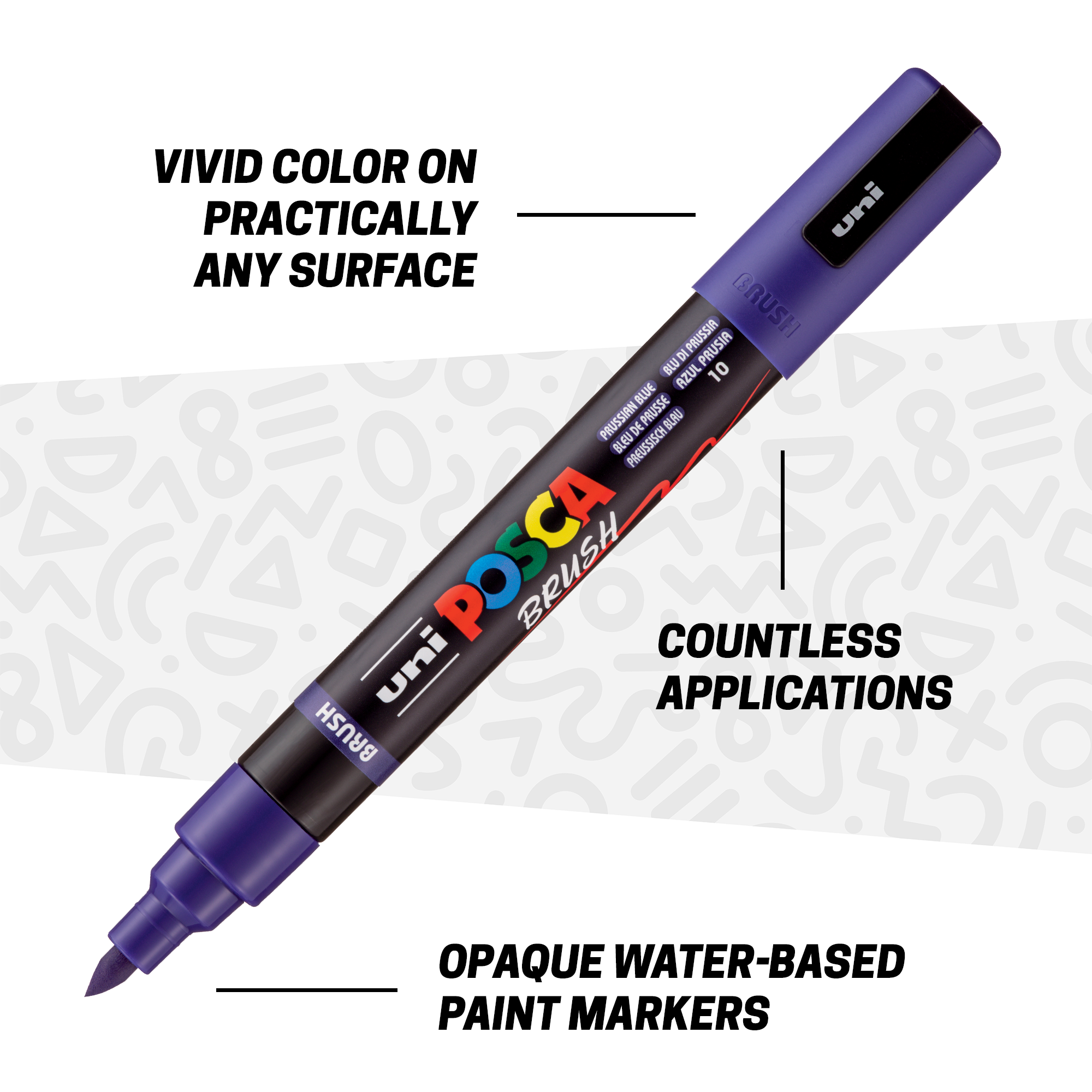 POSCA® PC-5BR Water-Based Paint Markers, Reversible Brush Tip (1.0–4.0 mm), 8 Count Assorted Cool Tones,  354548000, sales image