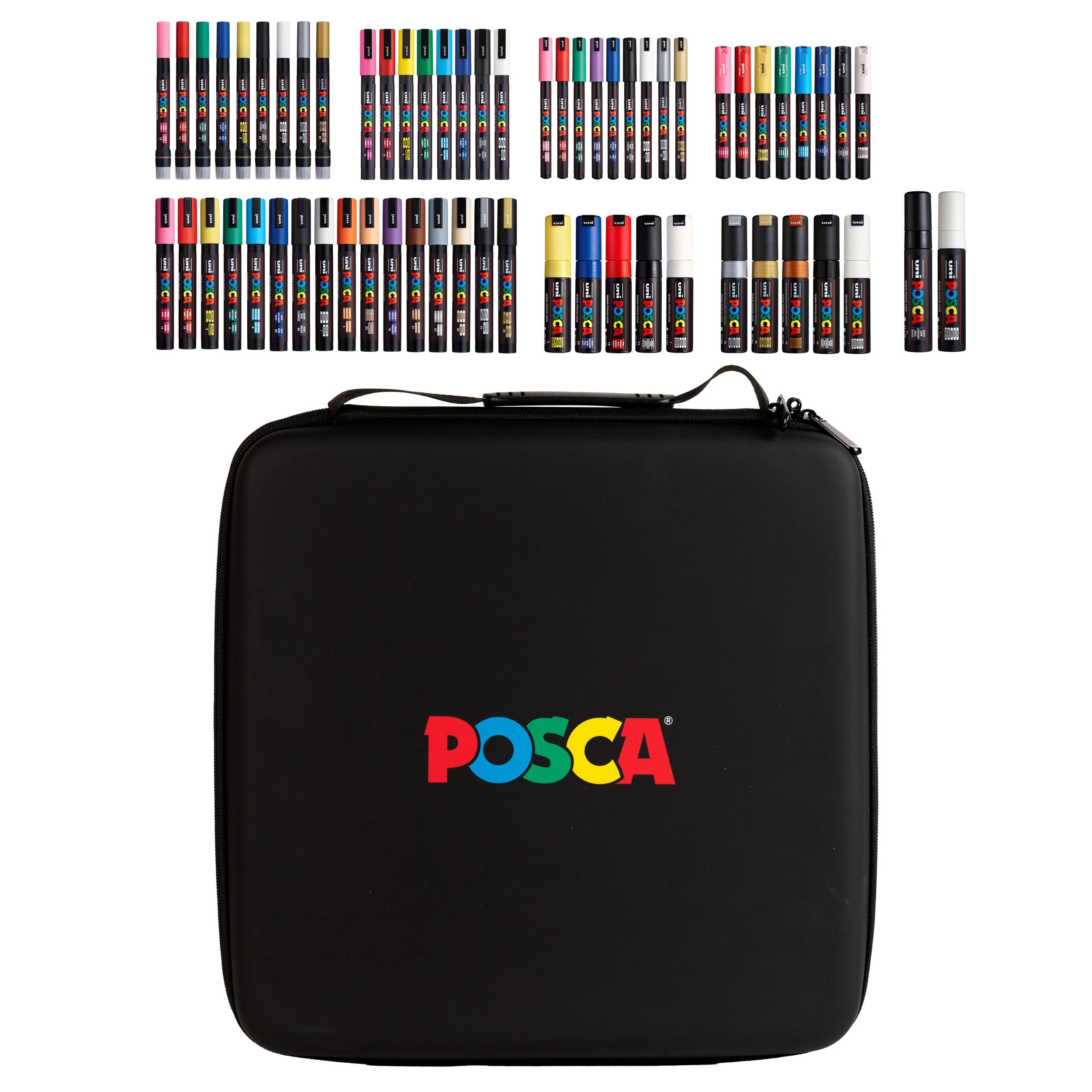 UNI Posca PC-8K Paint Marker Set - 4 Pack Fine Tip (6-8mm) Water-Based Pens In Silver, Gold, White, Black