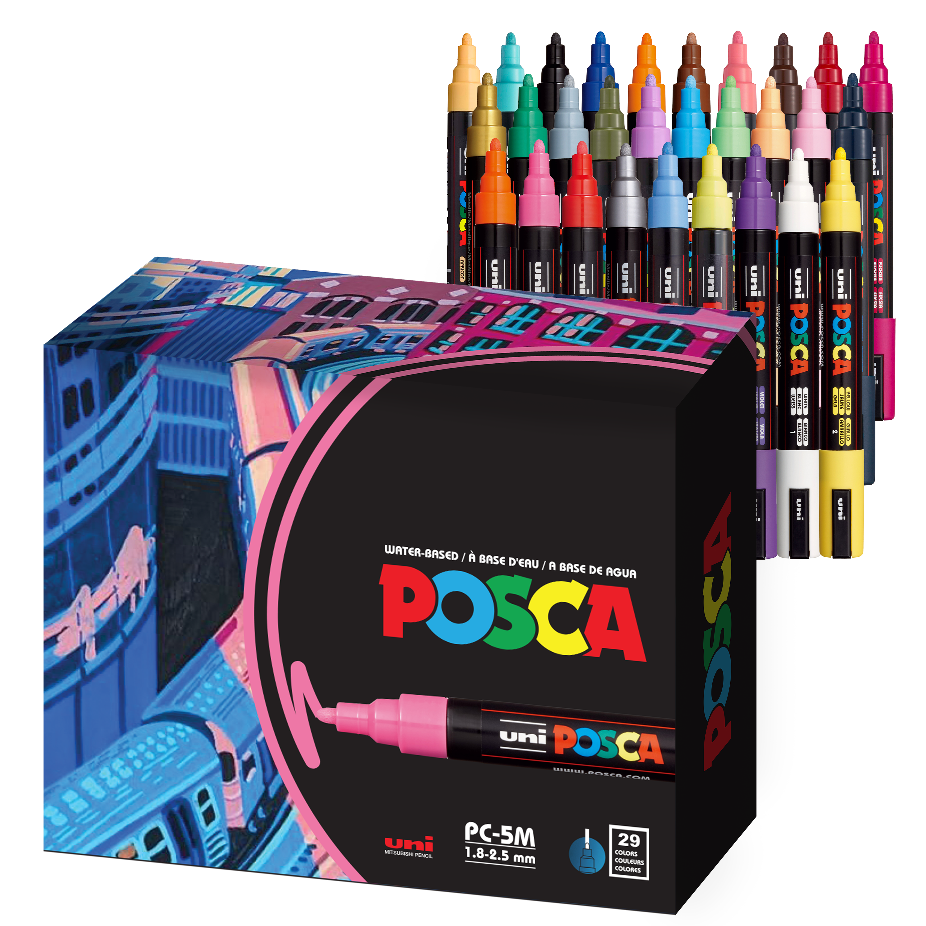 uni® POSCA® PC-5M, Water-Based Paint Markers (29 Pack)