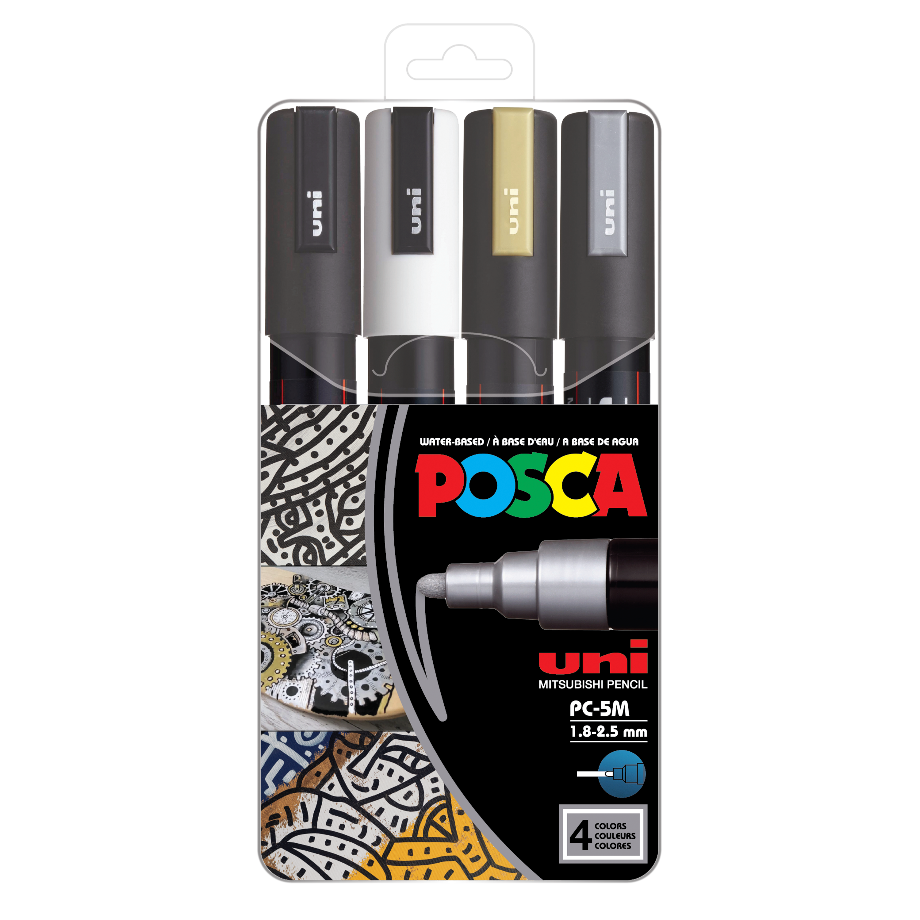 uni® POSCA® PC-5M, Water-Based Paint Markers (4 Pack)