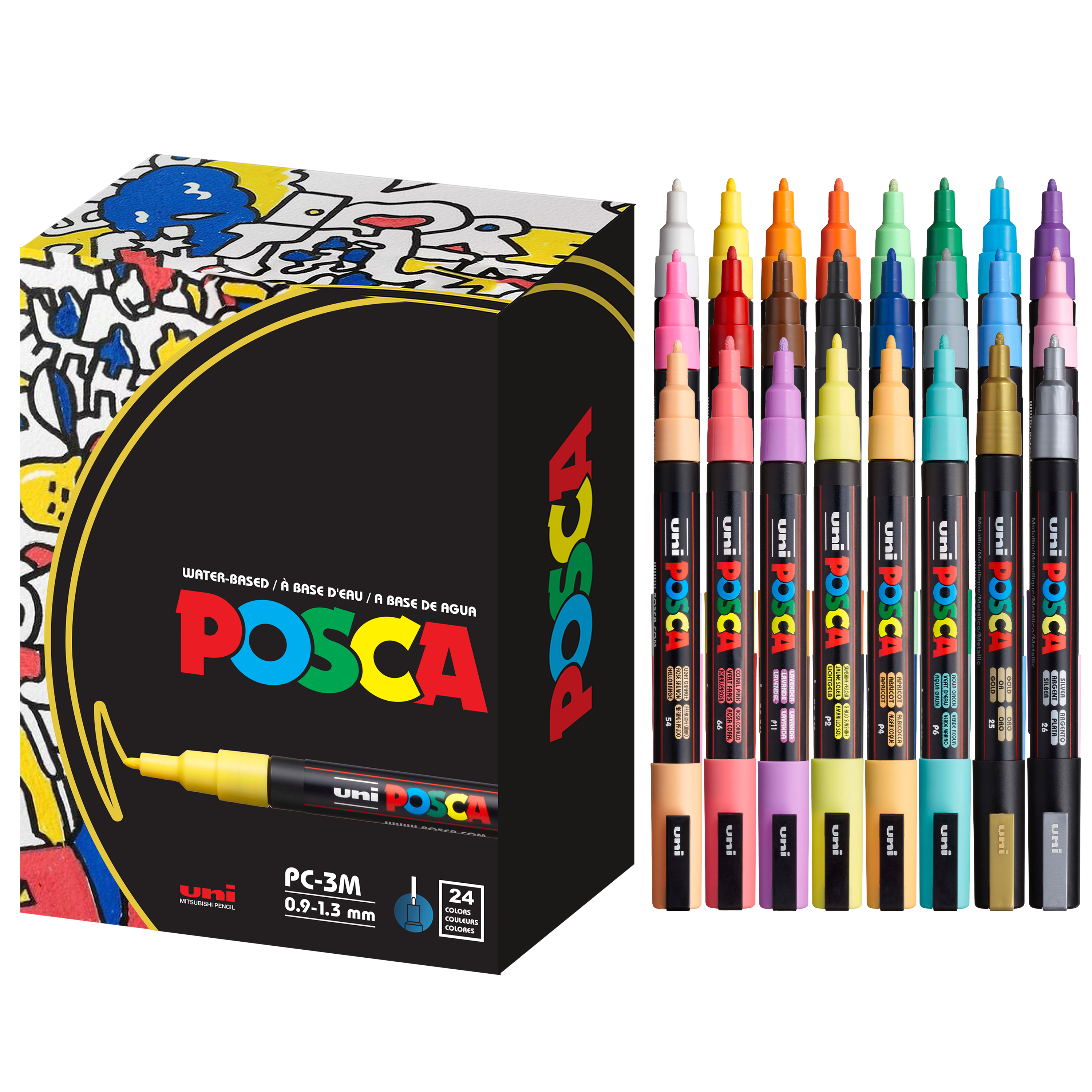 uni® POSCA® PC-3M, Water-Based Paint Markers (24 Pack)