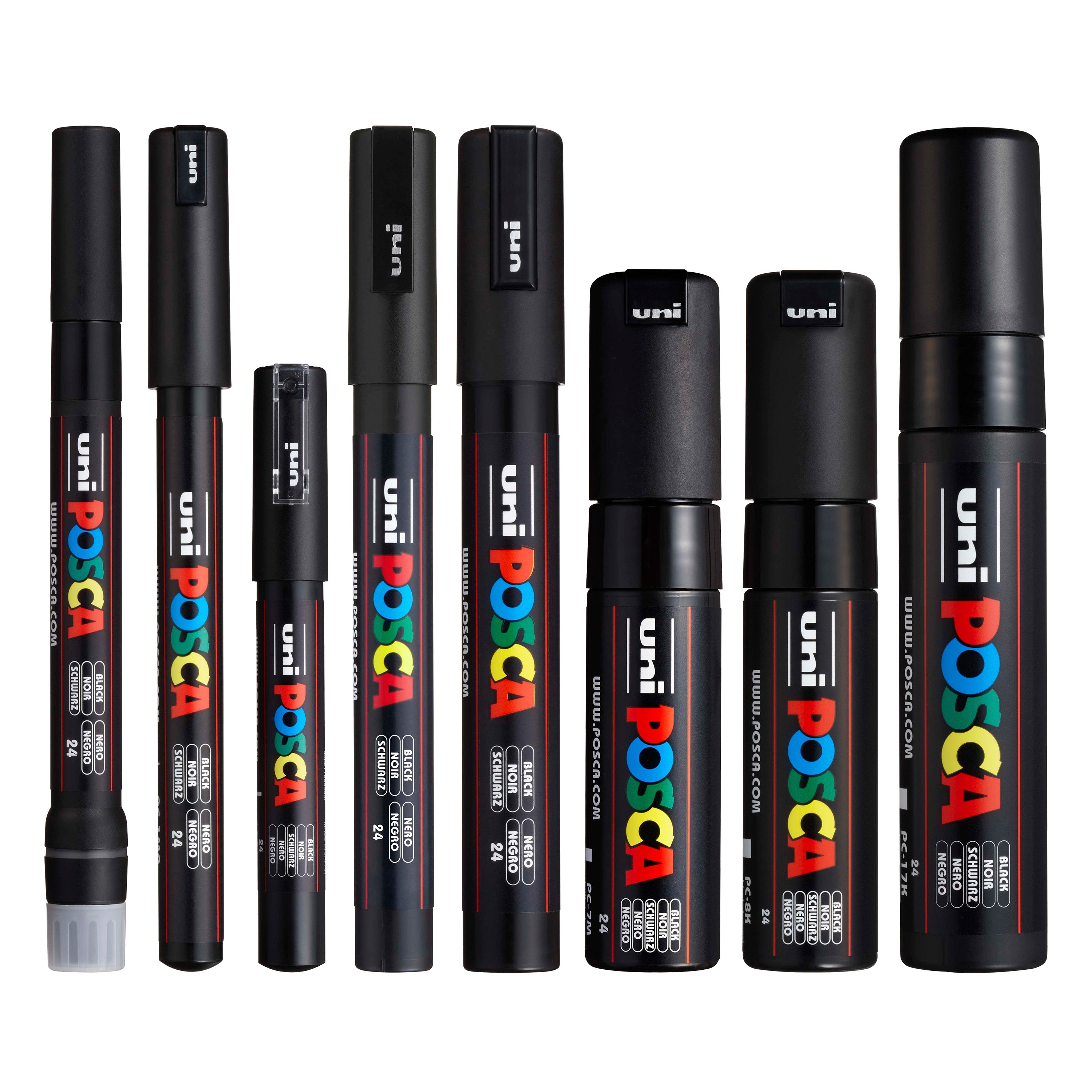 Posca Sets Paint Markers | Assorted Black Tips 8-Pack | uni-ball