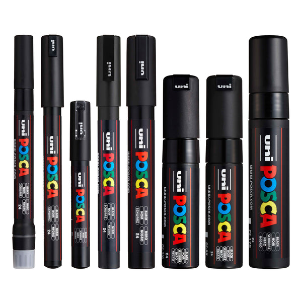 Posca Sets Paint Markers | Assorted Black Tips 8-Pack | uni-ball