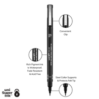 uni® Pin, Fine Line Drawing Pens (6 Pack)