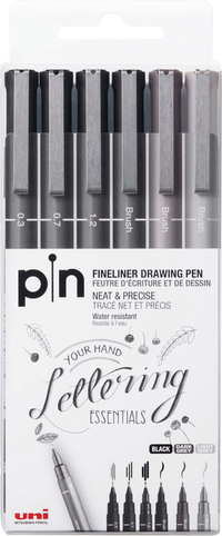 uni® Pin, Fine Line Drawing Pens (6 Pack)